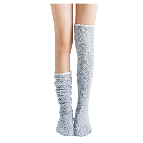 TDEOK Fuzzy Socken Winter Warm Overknee Strümpfe HausSocken Warm Socken Overknee Socken Damen Korallenwärme Dicke Hohe Socken Kuschelsocken Damen Flauschig-SchlafSocken Fuzzy Frottee Socken von TDEOK