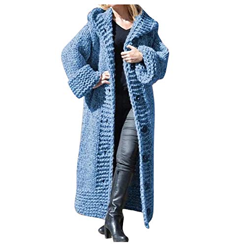 TDEOK Grobstrickjacke Damen, Strickjacke Damen Lang Grobstrick-Strickcardigan üBergangsjacke Mit Kapuze Strickmantel Langarm Elegant Cardigan GroßE GrößEn Longstrickjacke Mit KnöPfe Herbst Winter von TDEOK