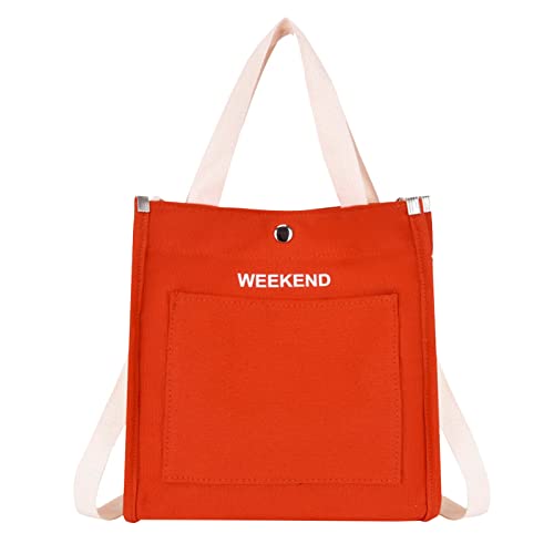 TDEOK Große Kapazitäts-Segeltuch-Handtasche für Damen, mit Buchstaben bedruckte Umhängetasche Clutch Silber Hochzeit (Orange, One Size) von TDEOK