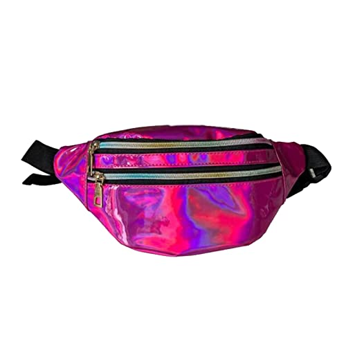 TDEOK Gürteltasche Männer und Frauen Glänzende PU-Gürteltasche Multifunktionale Farbe Single Shoulder Body Bag Damen Umhängetaschen Vintage (Hot Pink, One Size) von TDEOK