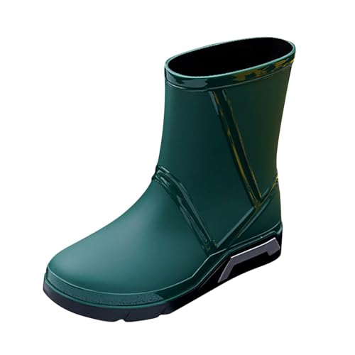 TDEOK Gummistiefel Herren Halbhoch Regenstiefel Kurz Plattform Gummistiefeletten Herren Halbschaft Wasserdicht Rain Boots Atmungsaktiv Gartenstiefel Gumischtifel Wasserdichter von TDEOK
