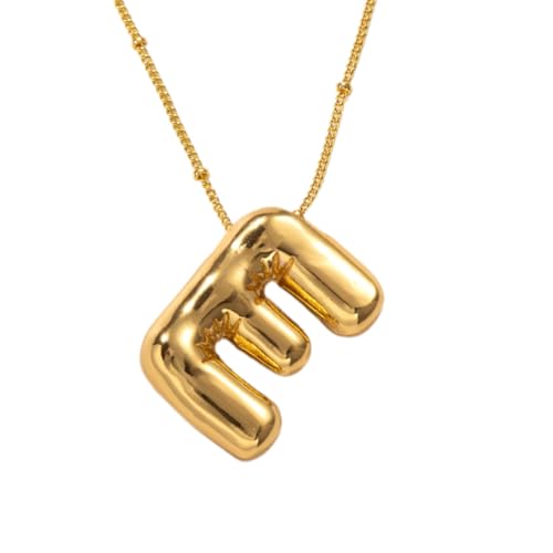 TDEOK Halskette mit Buchstaben „Blase“, vergoldet, Anhänger mit Perlenkette, zierlicher Schmuck, Geschenk für Frauen Ketten Für Geschwister (E, One Size) von TDEOK