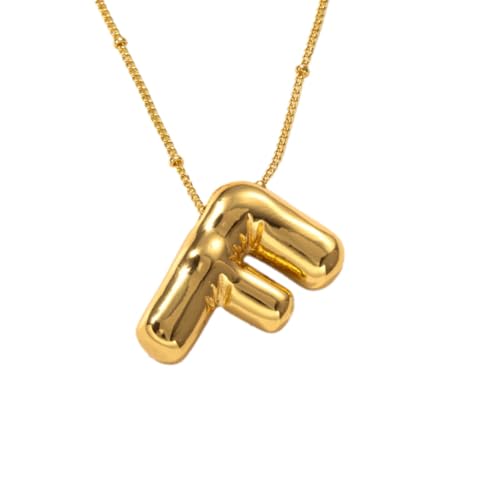 TDEOK Halskette mit Buchstaben „Blase“, vergoldet, Anhänger mit Perlenkette, zierlicher Schmuck, Geschenk für Frauen Ketten Für Geschwister (F, One Size) von TDEOK