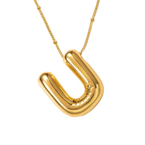 TDEOK Halskette mit Buchstaben „Blase“, vergoldet, Anhänger mit Perlenkette, zierlicher Schmuck, Geschenk für Frauen Ketten Für Geschwister (U, One Size) von TDEOK