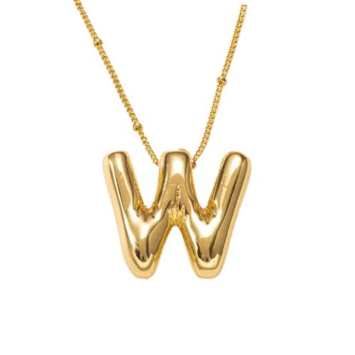 TDEOK Halskette mit Buchstaben „Blase“, vergoldet, Anhänger mit Perlenkette, zierlicher Schmuck, Geschenk für Frauen Ketten Für Geschwister (W, One Size) von TDEOK