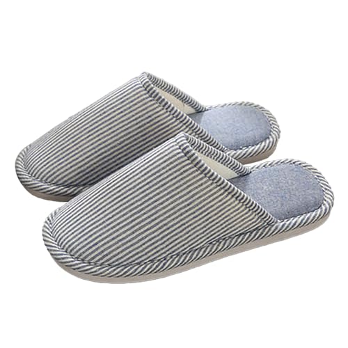 TDEOK Hausschuhe Aus Stoff Damen: Weite Pantoffeln Für Breite Füße Damen - Schlappen Winter Warm Pantoletten Weiche Mit Fussbett Pantoffel Kuschelige Rutschfest Slippers Herren Damen Baumwollschuhe von TDEOK