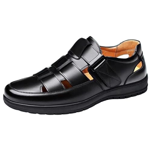 TDEOK Herren Lederschuhe Formal Weiche Unterseite Rutschfeste Sandalen Schuhe Original Herren (Black, 38) von TDEOK