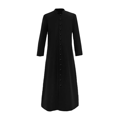 TDEOK Herren Steampunk Mantel Einfarbig Vintage Mantel mittelalter Lang Einreiher Mantel Retro mittellang Mantel Punk Jacke Uniform Cosplay Kostüm Retro Viktorianischen Männer Langarm Trenchcoat von TDEOK