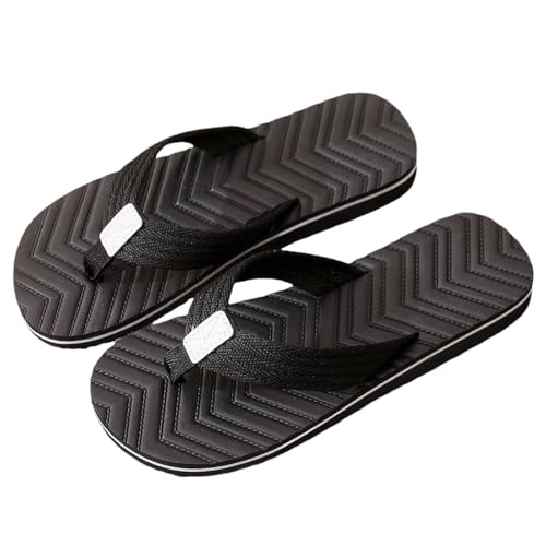 TDEOK Herren Strand Flip Flops Weiche Bequeme Offene Zehentrenner Walking Tanga Sandalen Hausschuhe Braune Schuhe Damen (Black, 41) von TDEOK