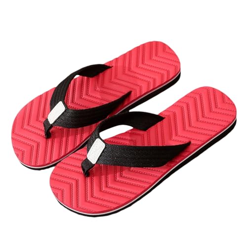 TDEOK Herren Strand Flip Flops Weiche Bequeme Offene Zehentrenner Walking Tanga Sandalen Hausschuhe Braune Schuhe Damen (Red, 39) von TDEOK