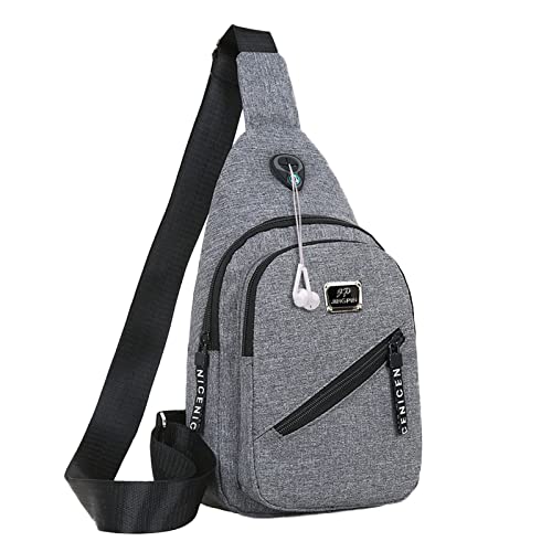 TDEOK Herrentasche Schulter Freizeit Brusttaschen Kuriertasche Sporttasche Taillenbeutel Hüfttaschen (Grey, One Size) von TDEOK