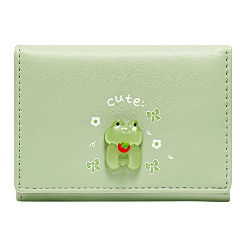 TDEOK Hersteller-Karikatur-Kaninchen PrintingShort Karikatur-Frucht-Knopf-Nette Miniclip-Mädchen-Mappen-Geldbeutel-Tasche Große Herren Brieftasche (Green, One Size) von TDEOK