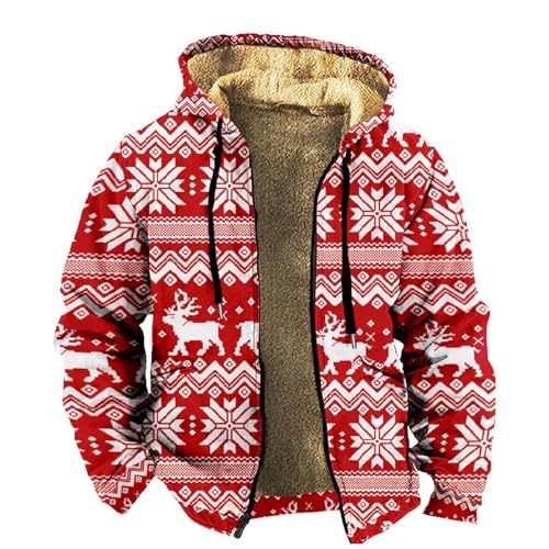 TDEOK Hoodie Herren Kapuzenpullover Dicker Pullover Kapuzenjacke Langarm Halloween Weihnachten Sweatshirt Fleecejacke Winter Warm Sweatshirt Herren Hoodies Mit Reißverschluss Winterjacke Mit Kapuze von TDEOK