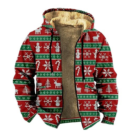 TDEOK Hoodie Herren Kapuzenpullover Dicker Pullover Kapuzenjacke Langarm Halloween Weihnachten Sweatshirt Fleecejacke Winter Warm Sweatshirt Herren Hoodies Mit Reißverschluss Winterjacke Mit Kapuze von TDEOK