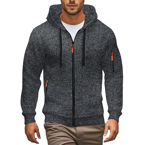 TDEOK Hoodie Herren Oversize Schwarz - Kordelzug Kapuzenjacke Mit Reissverschluss Taschen Übergangsjacke Classic Übergangsjacke Outdoorjacke Classic Sweatshirt Jacke Outdoorjacke von TDEOK