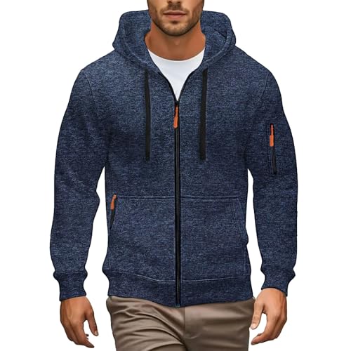 TDEOK Hoodie Herren Oversize Schwarz - Kordelzug Kapuzenjacke Mit Reissverschluss Taschen Übergangsjacke Classic Übergangsjacke Outdoorjacke Classic Sweatshirt Jacke Outdoorjacke von TDEOK