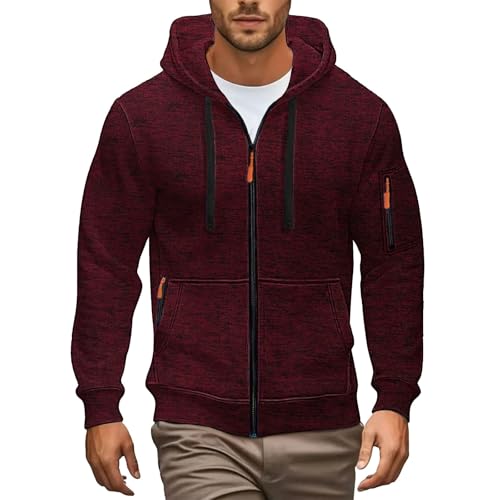 TDEOK Hoodie Herren Oversize Schwarz - Kordelzug Kapuzenjacke Mit Reissverschluss Taschen Übergangsjacke Classic Übergangsjacke Outdoorjacke Classic Sweatshirt Jacke Outdoorjacke von TDEOK