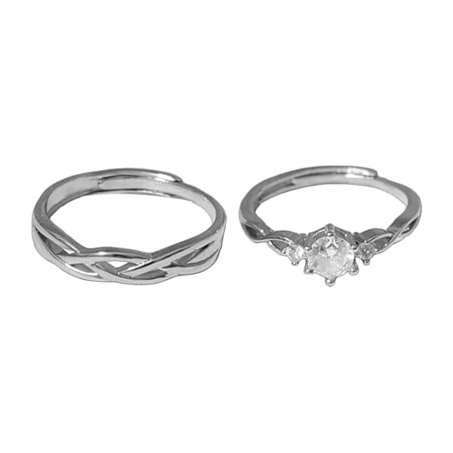 TDEOK Introducing Our Enchanting 1 Pair Couple Ring A Perfect Of Love And Unity Designed To Celebrate Valentine's Day With A Of Ringelblumen Getrocknet (Silver, One Size) von TDEOK