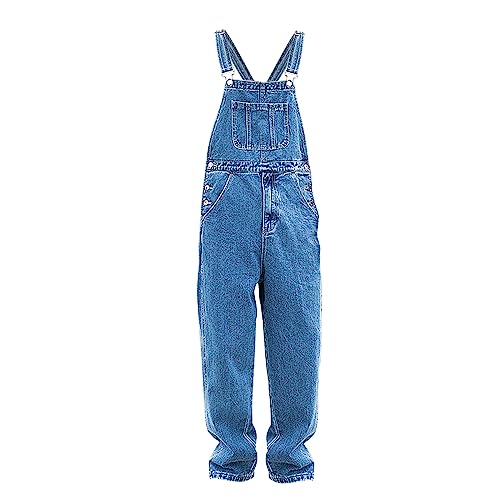 TDEOK Jumpsuit Herren Denim Latzhose Overalls Jeanshose Männer Cargo Jeans Retro Jumpsuit Arbeitshose Arbeitslatzhosen Loose Fit Latzanzug Jumpsuit Cargo Workwear Strampler Vintage Jogginghose von TDEOK