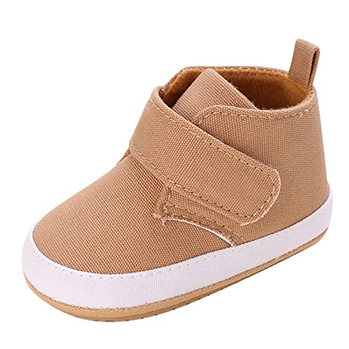 TDEOK Kinderschuhe Schwarz Frühling und Herbst Kinder Baby Kleinkind Schuhe Jungen und Mädchen Freizeitschuhe Licht flache Sohle einfarbig High Top Hook Loop bequem Helle Damen Boots (A, 19 Infant) von TDEOK