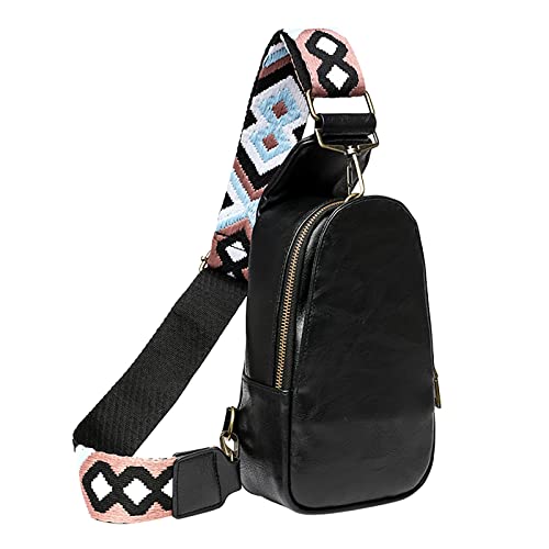 TDEOK Kleine modische, frische und süße Boho-Umhängetasche für Damen Bauch Taschen Damen (Black, One Size) von TDEOK