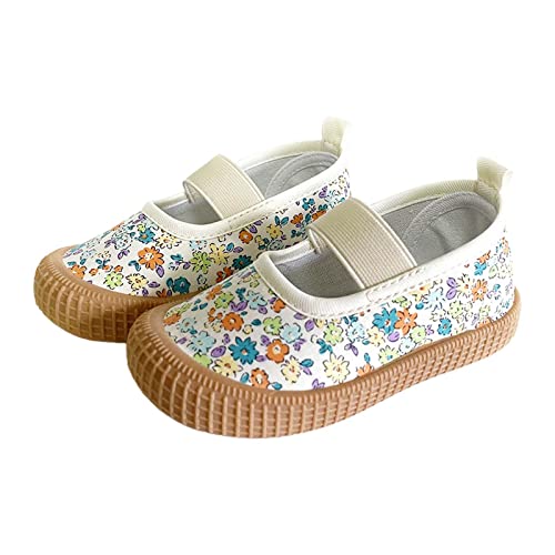TDEOK Kleinkind Baby Mädchen Schuhe Flache Schuhe Bao Ein Fuß Off Mädchen Leinwand Schuhe Baby Weiche Sohle Casual Schuhe einfache Mode Unisex Wasserdichter Sneaker Mädchen (Khaki, 31 Little Child) von TDEOK