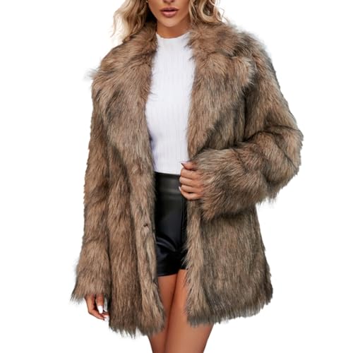 TDEOK Kunstpelz Jacke Damen Braun Übergangsjacke Herbst Lang Felljacke Langarm Vintage Cardigan Elegant Damen-Jacken Lange Kunstfell Jacke Pelz-Mantel Warm Faux Fur Jacke Warm Winterjacke Pelzmantel TDEOK Kunstpelz Jacke Damen Braun Übergangsjacke Herbst Lang Felljacke Langarm Vintage Cardigan Elegant Damen-Jacken Lange Kunstfell Jacke Pelz-Mantel Warm Faux Fur Jacke Warm Winterjacke Pelzmantel von TDEOK