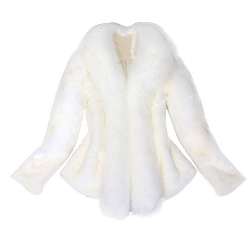 TDEOK Kunstpelz Jacke Damen Winter - Faux Fur Mantel Langarm Pelzmantel Herbst Winter Elegant Warm Felljacke-Fellmantel Fell-Poncho Cardigan FüR Frauen Hochzeit Abend Braut Brautschal Mantel Jacke von TDEOK