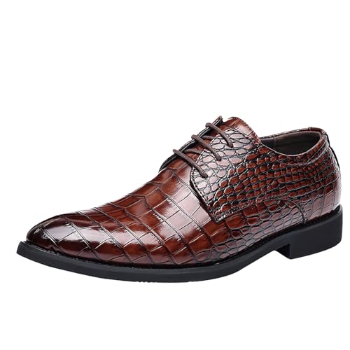 TDEOK Lederschuhe Herren Braun, Spitze Spitzschuh Formale Schuhe rutschfest Abendschuhe Leichtgewichts Businessschuhe Weichen Sohle Hochzeitsschuhe Leicht Bequeme Freizeitschuhe von TDEOK
