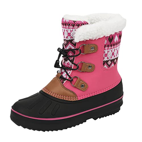 TDEOK Mädchenschuhe Gr. 32 Kinderschuhe Schneestiefel Jungen OutdoorBoots Wasserdichte warme Stiefel mit Baumwollschneestiefeln Kinderschuhe (Pink, 32 Big Kids) von TDEOK