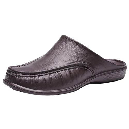 TDEOK Men's Summer Indoor and Outdoor Wear Home Men's Fashion Soft Bottom Half Slippers Border Large Size Lightweight Baotou Slippers Football Schuhe Herren (Brown, 43) von TDEOK