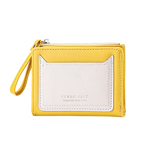 TDEOK Mode Frauen ID Kurze Brieftasche Einfarbige Tasche Reißverschluss Geldbörse Mehrere Kartenfächer Clutch Bag Kleine Geldbörsen Herren Leas (Yellow, One Size) von TDEOK