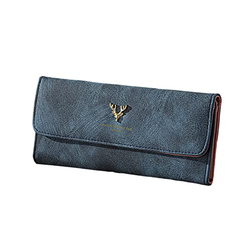 TDEOK Mode Frauen ID Lange Brieftasche Einfarbig Tasche Kitz Dekoration Hasp Geldbörse Mehrere Kartenfächer Clutch Bag Geldbörsen Herren Derrick (Blue, One Size) von TDEOK