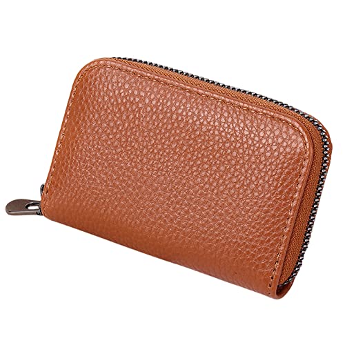 TDEOK Mode Reißverschluss ID Lange Brieftasche Einfarbig Frauen Haspe Geldbörse Mehrere Kartenfächer Clutch Bag Männer Handytasche Magische Brieftasche (Brown, One Size) von TDEOK