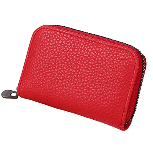 TDEOK Mode Reißverschluss ID Lange Brieftasche Einfarbig Frauen Haspe Geldbörse Mehrere Kartenfächer Clutch Bag Männer Handytasche Magische Brieftasche (Red, One Size) von TDEOK