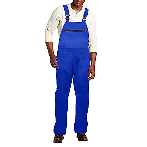 Overall Herren Arbeitskleidung Latzhose Männer Retro Jumpsuit Arbeitshose Blau Arbeitslatzhosen Loose Fit Latzanzug Jumpsuit Cargo Workwear Strampler Vintage Jogginghose Freizeithose von TDEOK