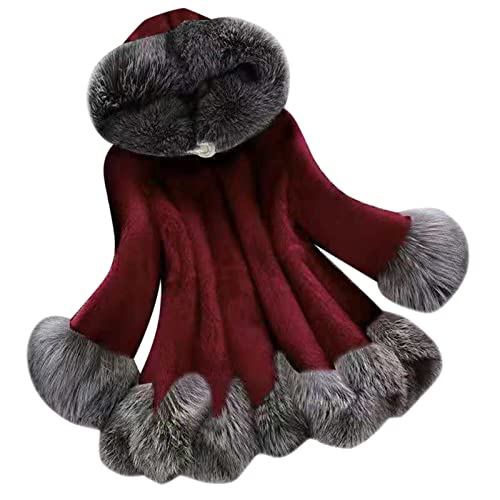 TDEOK Pelzjacke Damen Langarm Elegant Kunstfell-Jacke Lang Pelz-Winterjacke Mit Fellkragen Felljacke Kunstpelz Jacke Winter Übergangsjacke Teddyfell-Mantel Pelzmantel Faux Fur Jacke Hochzeitsjacke von TDEOK