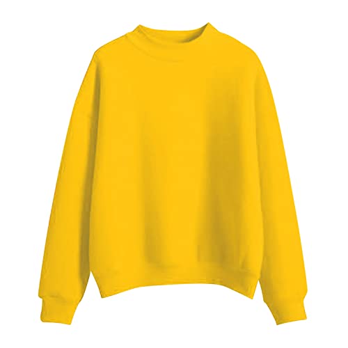 TDEOK Pullover Damen Langarm Oversized Sweatshirt Ohne Kapuze Baumwolle Sweatshirts Vintage Hoodie Basic Langarmshirt Warm Oberteile Shirts Teenager Mädchen Y2K Pulli Für Herbst-Winter von TDEOK