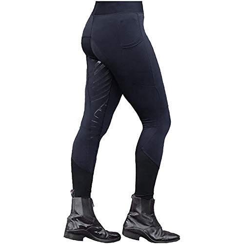 TDEOK Reithose Damen High Waist Mit Handytasche Reithose Vollbesatzhose Reitleggings FüR Frauen Vollbesatz Damenreithose Lang Reitsporthose-Sportleggins Stretch-Hose Reithosen Sportreithose von TDEOK