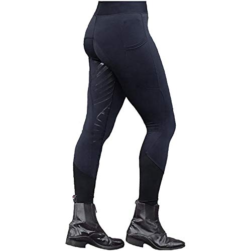 TDEOK Reithose Damen Vollbesatzhose Reithose High Waist Mit Handytasche Reitleggings FüR Frauen Vollbesatz Damenreithose Lang Reitsporthose-Sportleggins Stretch-Hose Reithosen Sportreithose von TDEOK