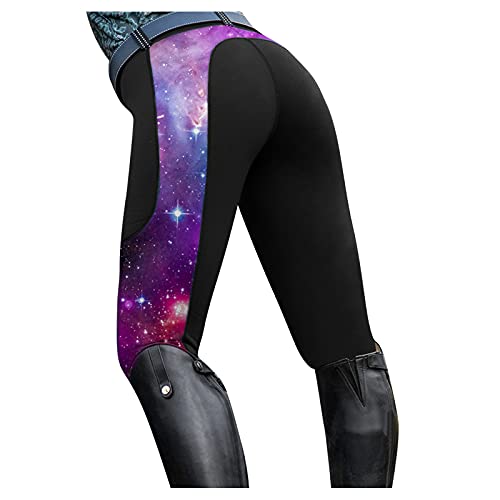 TDEOK Reitleggings Damen Mit Handytasche Reithose High Waist Vollbesatz Sportreithose Stretch Reithosen Bunt Damenreithose Outdoor Hose FüR Frauen Mädchen Vollbesatzreithose Sommer Reitsport-Hosen von TDEOK