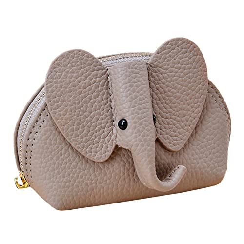 TDEOK Rindsleder Tier Cartoon süße Geldbörse Elefant Geldbörse Geldbörse Geldbörse mit Armband Geldbörsen Damen Rot (Grey, One Size) von TDEOK