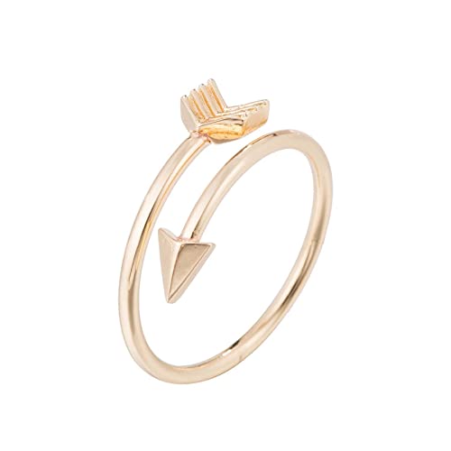 TDEOK Ring Paar Modisches Geschenk Einstellbare Pfeilspitze Öffnung Kupferschmuck Ringe Ringelsocken Schwarz Rot (Gold, One Size) von TDEOK