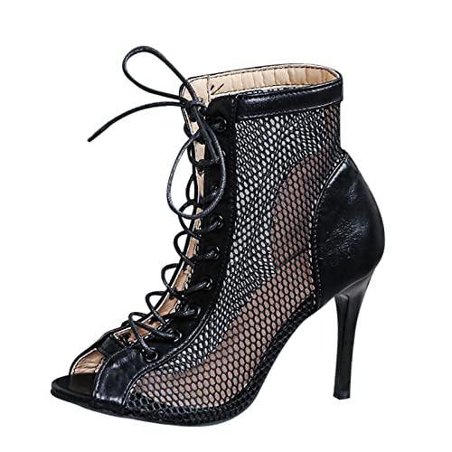 TDEOK Schuhe Damen Keilabsatz 2022 Frühlings- und Herbstsaison Mesh Lace Sexy Hohle Plattform Super High Heel Damen Kurze Stiefel High Heels Schuhe Schuhe Damen Absatz Silber von TDEOK