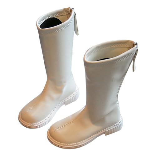 TDEOK Schwarze Plateau-Booties für, Mädchen, Frontreißverschluss, Cheer-Schuhe, warm, rutschfest, für den Außenbereich, Mary Jane-Schuhe Winterschuhe Kinder 27 (Beige, 28 Little Child) von TDEOK