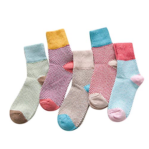 TDEOK Socken Damen 35-38 Weihnachten Winter Socks Women paar Stricksocken aus 5 warmen Wolle Kalten Socken Dicke Socken Herren 39-42 Schafwolle (Multiple Colour, One Size) von TDEOK