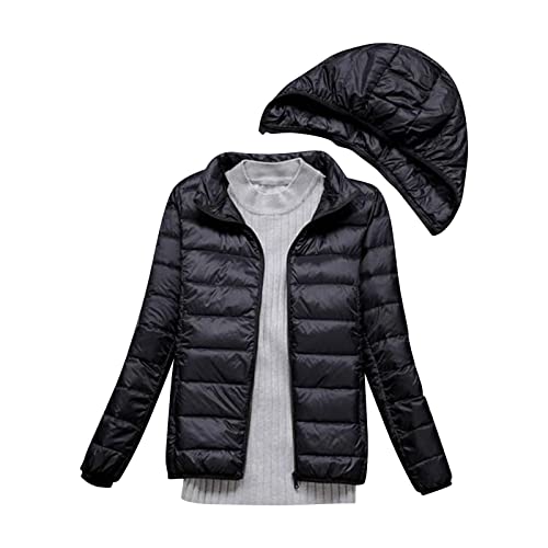 TDEOK Steppjacke Damen Leicht Mit Abnehmbar Kapuze Daunenjacke Ultraleicht Packbar Winterjacke Warm Daunenmantel Winter Steppmantel Outdoor Jacken Steppjacken-Softdaunenjacke Übergangsjacke von TDEOK
