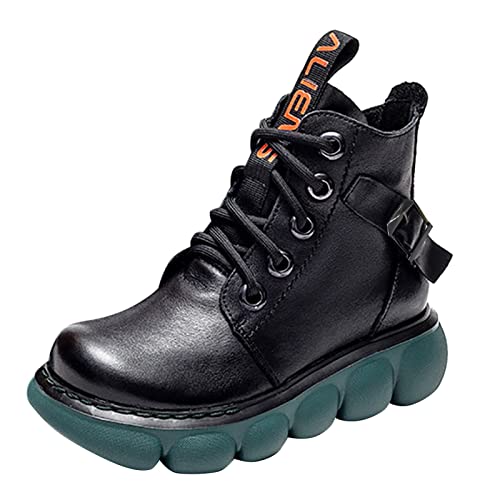 TDEOK Stiefeletten Damen Dicke Sohle Stiefe SchnüRboots Damen Ankle Boots Weibliche Schneestiefel Outdoor Boots Stiefeletten Winterstiefel Damen Gummistiefel Damen Winter Schuhe von TDEOK