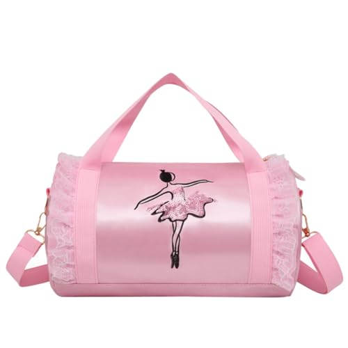 TDEOK Süße Ballett-Tanztasche für Kinder, Tutu-Kleid, Tanztasche, personalisierte Tasche für Mädchen, Ballerina-Reisetasche Beauty Taschen (Pink, One Size) von TDEOK