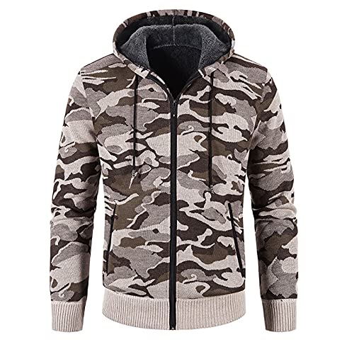 TDEOK Sweatjacke Herren & Kapuzenpullover & Camo Kaputzensweatjacke & Hoodie Mit Reißverschluss Langarm & Locker Druck Pullover & Große Größen Männer Oberteil & Streetwear Sweatshirt von TDEOK